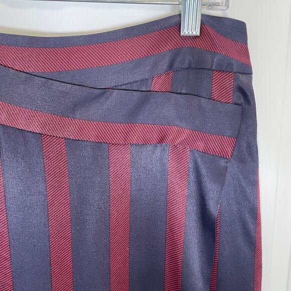 By Malene Birger Danish Designer Asymmetric Stripes Skirt Navy Red Wrap 38 US 8 - Picture 2 of 6